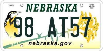 NE license plate 98AT57