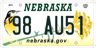 NE license plate 98AU51