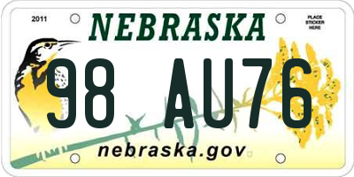 NE license plate 98AU76