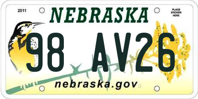 NE license plate 98AV26