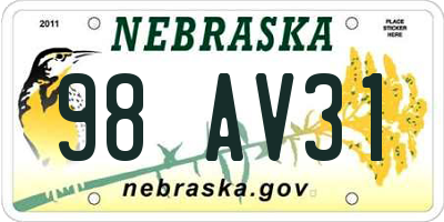 NE license plate 98AV31