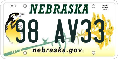 NE license plate 98AV33