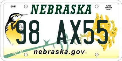 NE license plate 98AX55