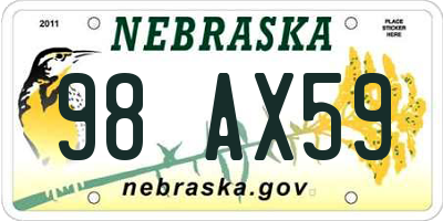 NE license plate 98AX59
