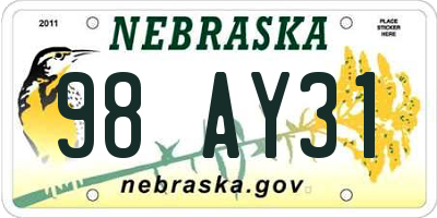 NE license plate 98AY31