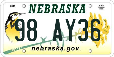 NE license plate 98AY36