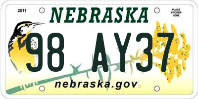 NE license plate 98AY37