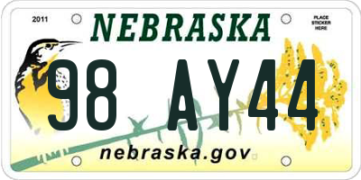 NE license plate 98AY44