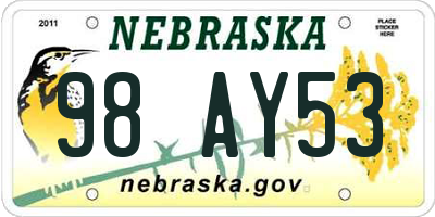 NE license plate 98AY53