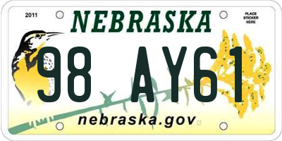 NE license plate 98AY61