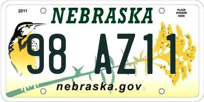 NE license plate 98AZ11
