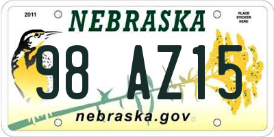 NE license plate 98AZ15