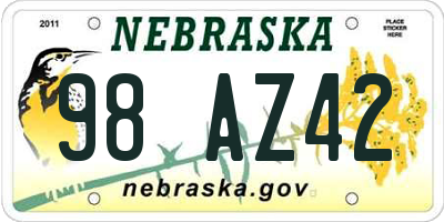 NE license plate 98AZ42