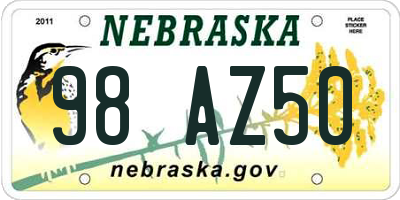 NE license plate 98AZ50