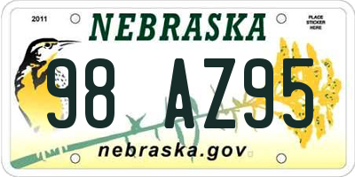 NE license plate 98AZ95