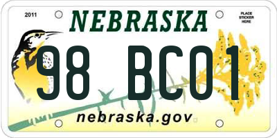 NE license plate 98BC01