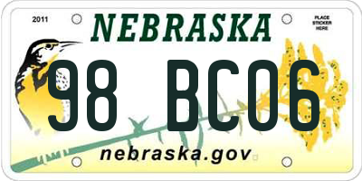 NE license plate 98BC06