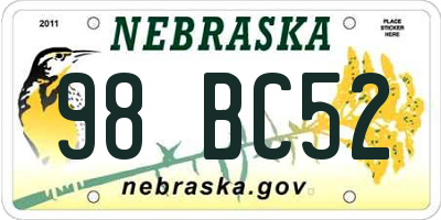 NE license plate 98BC52