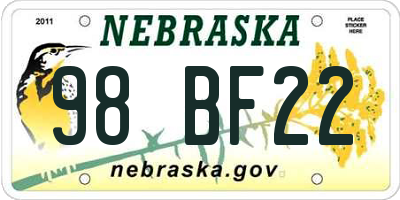 NE license plate 98BF22
