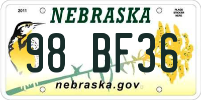 NE license plate 98BF36