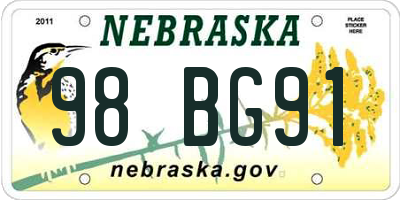 NE license plate 98BG91