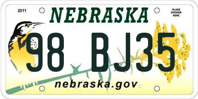 NE license plate 98BJ35