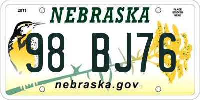 NE license plate 98BJ76