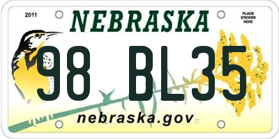 NE license plate 98BL35