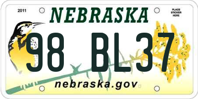 NE license plate 98BL37
