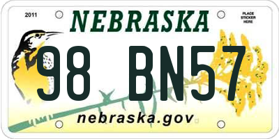 NE license plate 98BN57