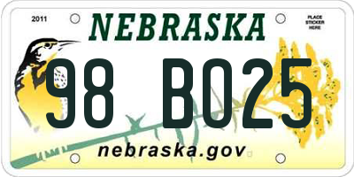 NE license plate 98BO25