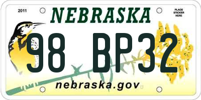 NE license plate 98BP32