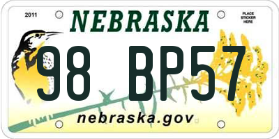 NE license plate 98BP57