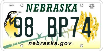 NE license plate 98BP74