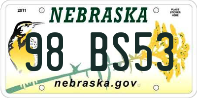 NE license plate 98BS53
