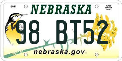NE license plate 98BT52