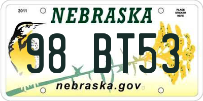 NE license plate 98BT53