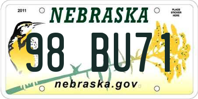 NE license plate 98BU71
