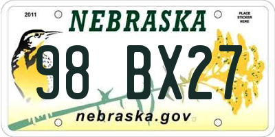 NE license plate 98BX27