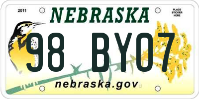 NE license plate 98BY07
