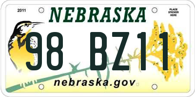 NE license plate 98BZ11