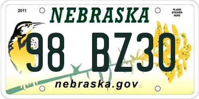 NE license plate 98BZ30