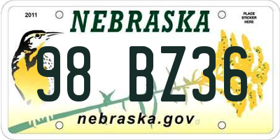 NE license plate 98BZ36