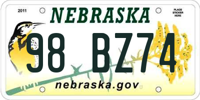 NE license plate 98BZ74