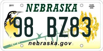 NE license plate 98BZ83