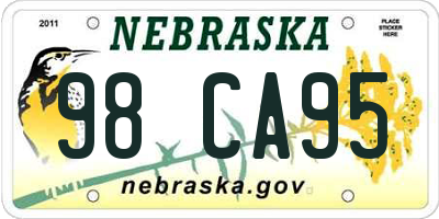 NE license plate 98CA95