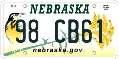 NE license plate 98CB61