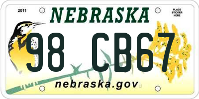 NE license plate 98CB67