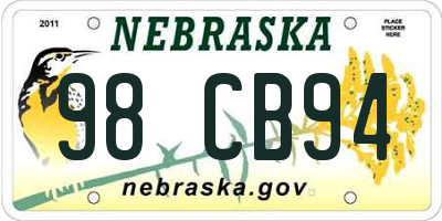 NE license plate 98CB94
