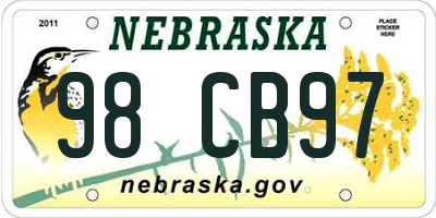 NE license plate 98CB97